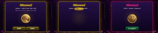 Ein Münzwurf entscheidet, wer beginnt